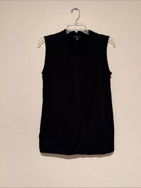 Ann Taylor Factory Black Sleeveless Tie-Neck Knit Top